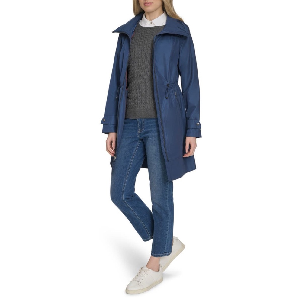 COLE HAAN 'Travel Package' Hooded Rain Jacket in Indigo - Picture 2 of 16
